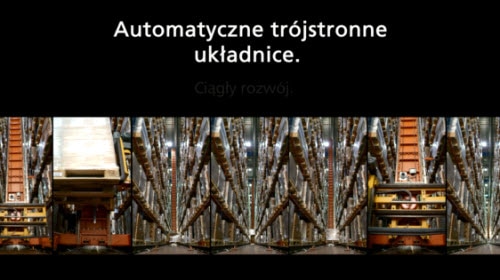 Układnice paletowe trójstronne w automatycznym magazynie Disalfarm Układnice paletowe trójstronne w automatycznym magazynie Disalfarm