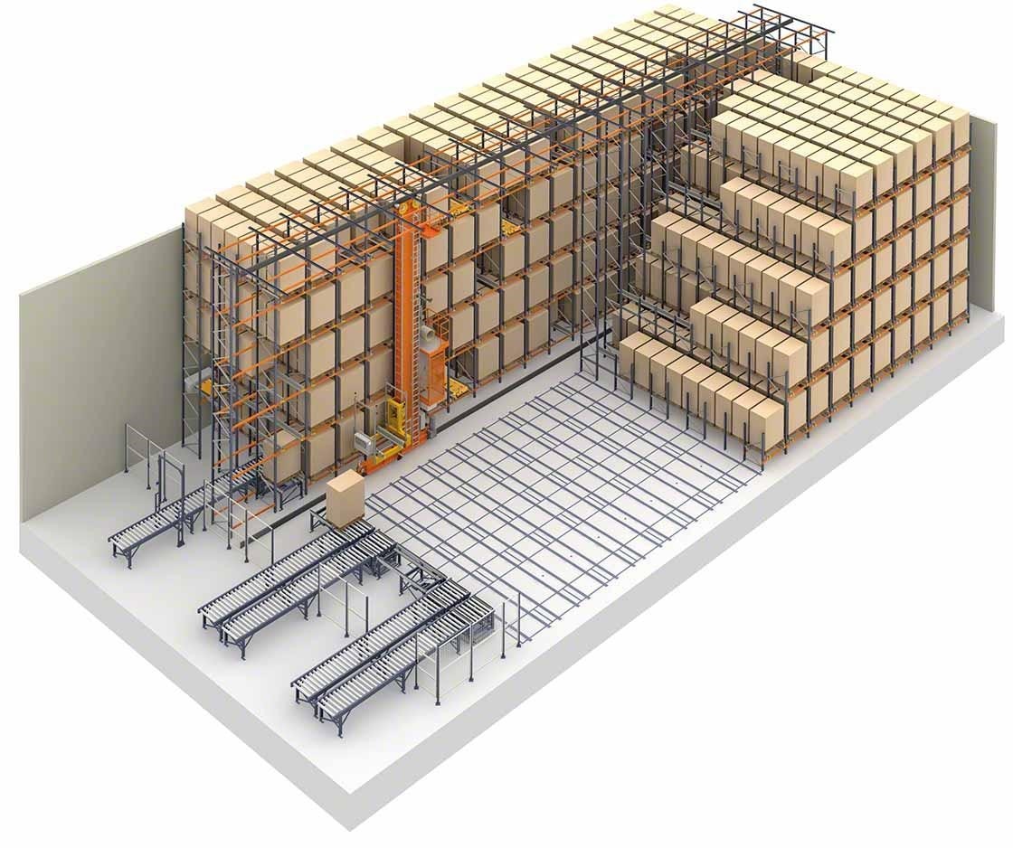 Przykład wykorzystania regałów do składowania akumulacyjnego z automatycznym systemem Pallet Shuttle