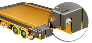 Wózek wielokierunkowy jest wyposażony w 4 koła prowadzące w korytarzu