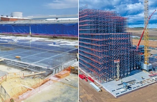 Konstrukcja magazynu samonośnego opiera się na płycie fundamentowej