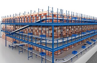 Przenośniki pojemnikowe do doskonałe rozwiązanie umożliwiające łączenie regałów na różnych poziomach