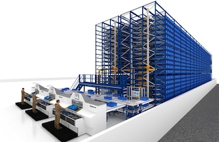 Wysokowydajne stanowisko kompletacyjne można zintegrować z systemem Shuttle w celu usprawnienia przygotowywania zamówień